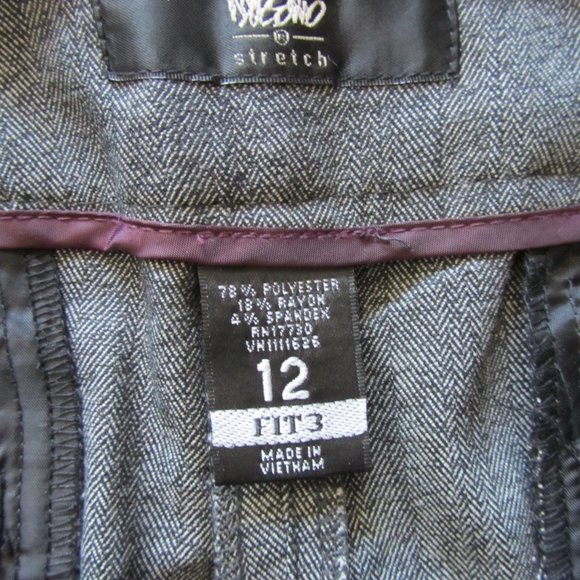 NWT MOSSIMO Stretch Herringbone Trouser Gray Mid Waist Straight Hip Pants 12 - Picture 7 of 16